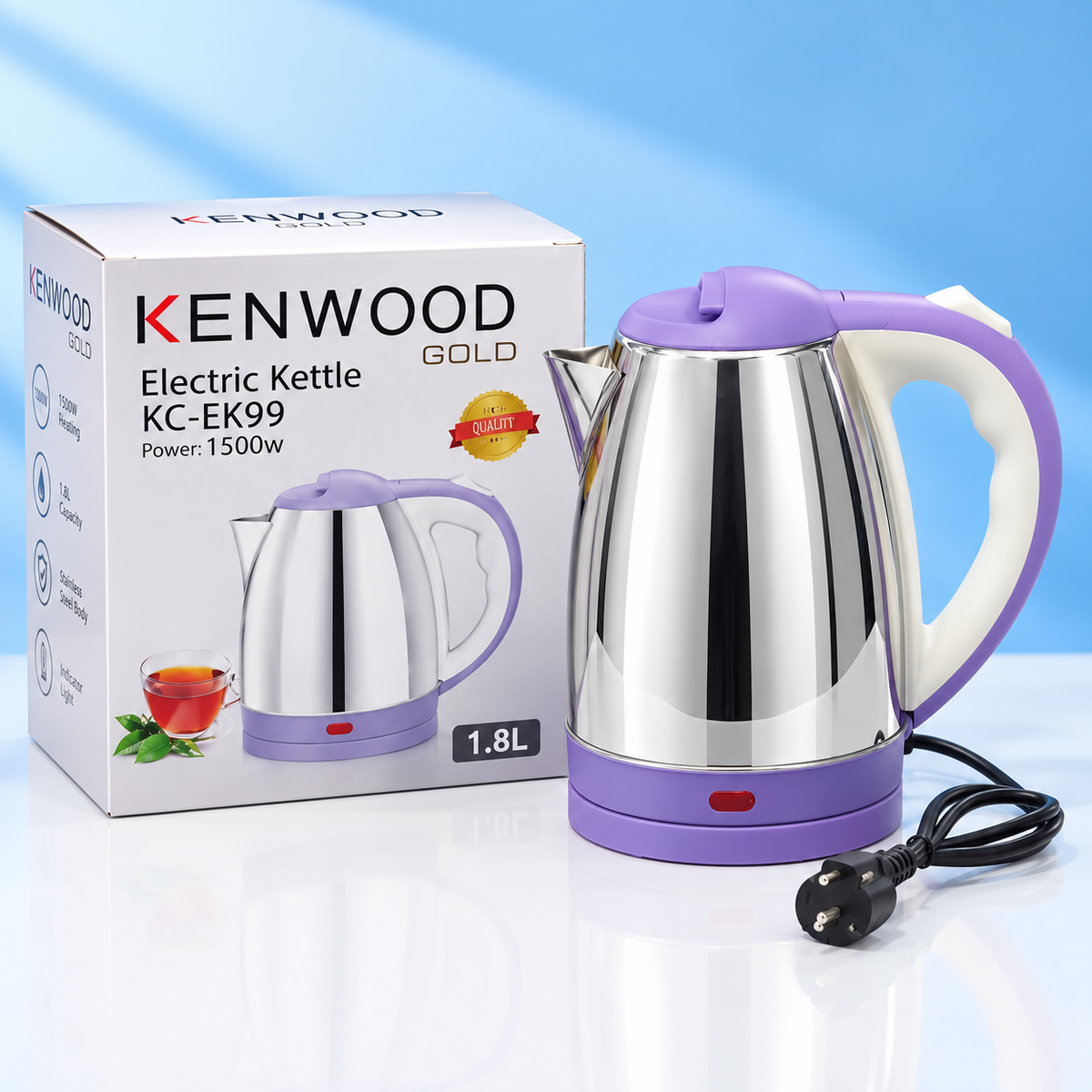KENWOOD Electric Kettle Powerfull and easy control Stainless Steel Thermocup Electric kattle Electric Kettle - stainless steel body - automatic instant heating - 2.0 Liter - 1500 Watts - water boiler - high quality - kettle for tea - for Daily Kitchen Use