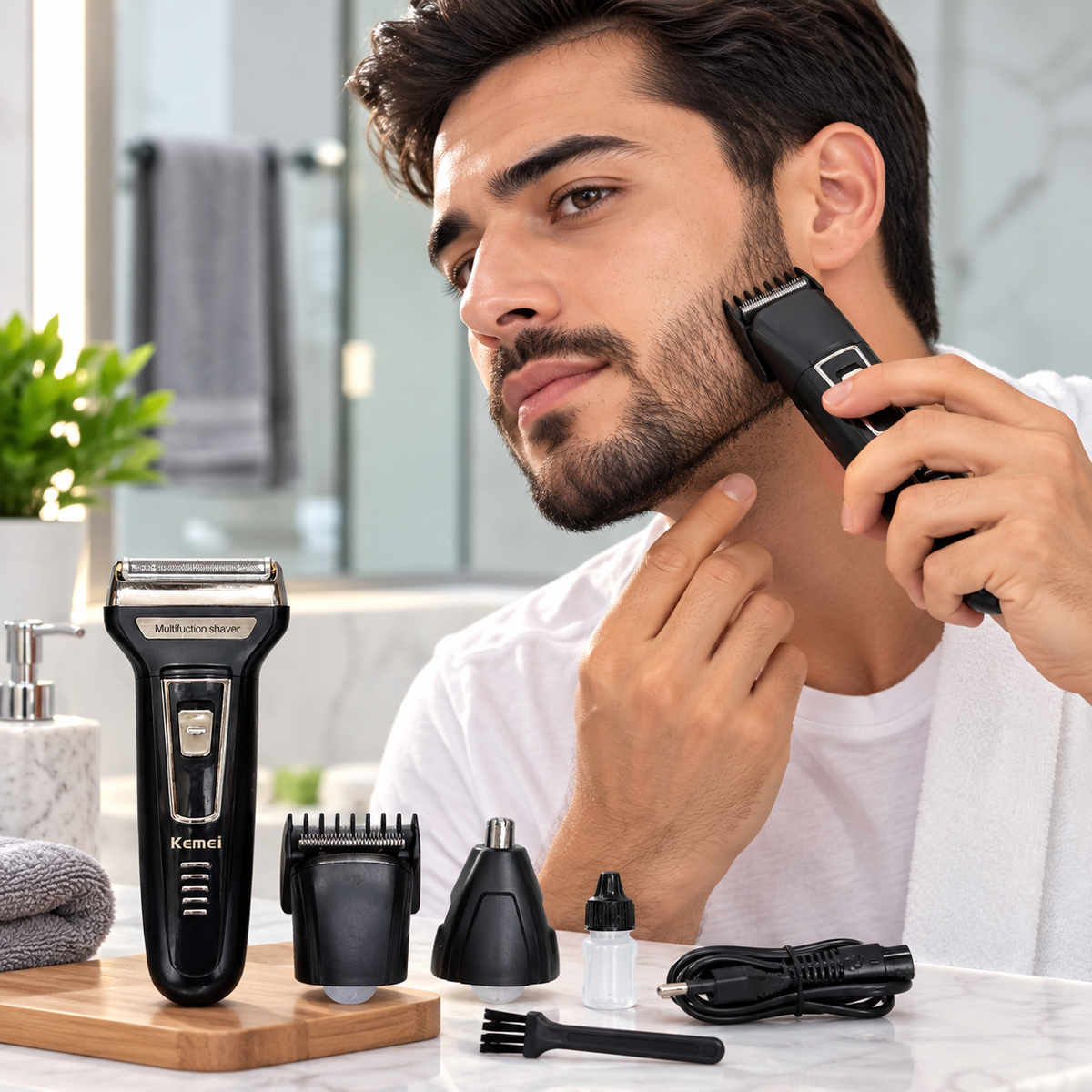 Kemei 3 In 1 km 6331 Rechargeable Hair Clipper Shaver beard Styling Hair Removal machine shaving machine for men - km-6330/6558/6331 - blue