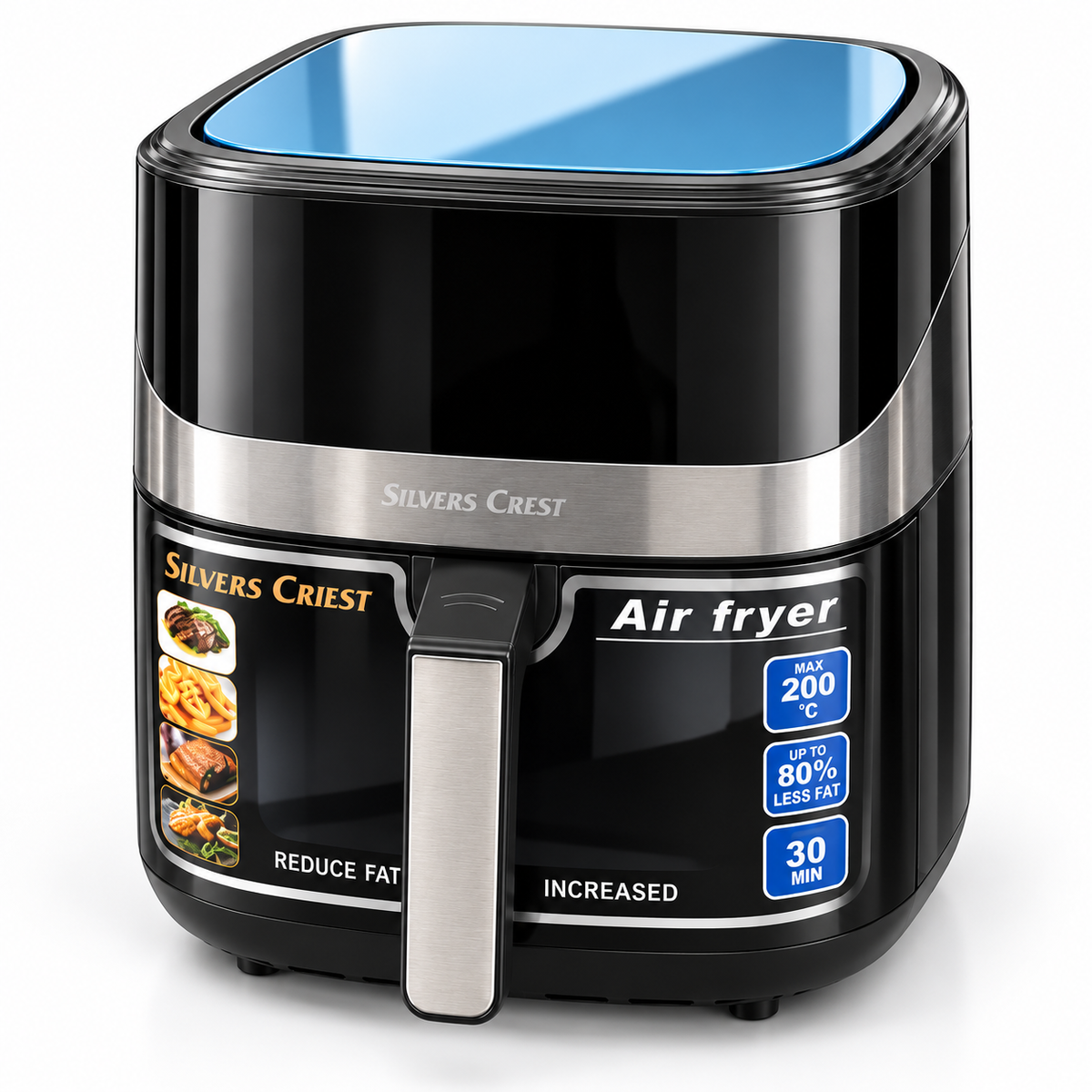 Silver Crest 8L Air Fryer – Large Capacity, 200°C Cooking & 30-Minute Timer | Black