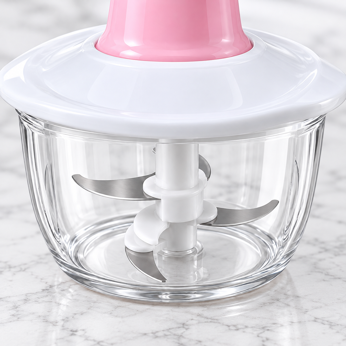 2L Manual Food Chopper – Hand Push Vegetable Cutter with Stainless Steel Blades | Pink