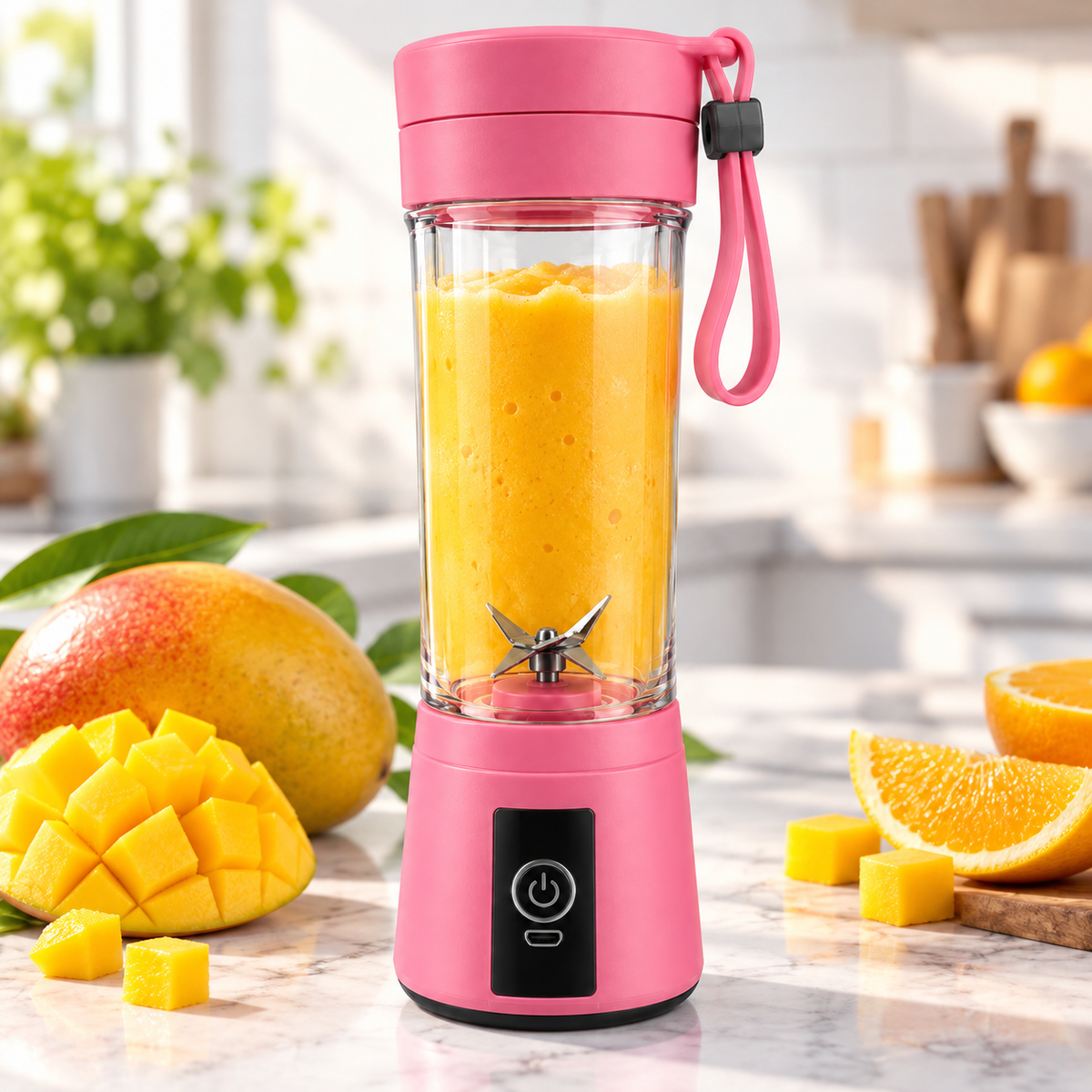Portable Electric Blender – Mini Fruit Juicer & Smoothie Maker | Pink