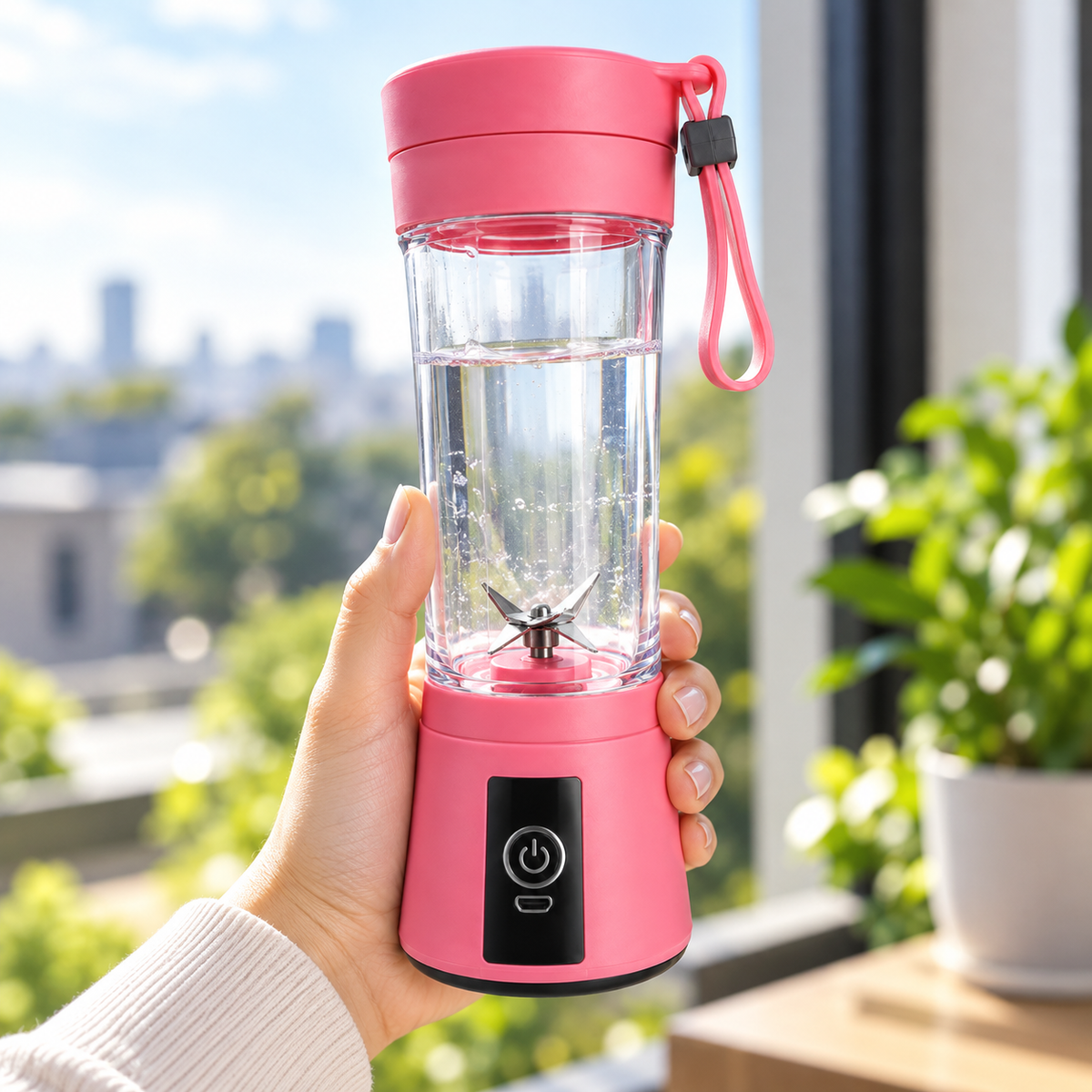 Portable Electric Blender – Mini Fruit Juicer & Smoothie Maker | Pink
