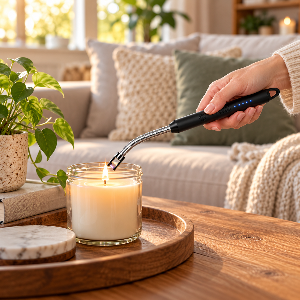 USB Rechargeable Electric Arc Lighter – Flexible Neck, Flameless & Windproof Candle Lighter