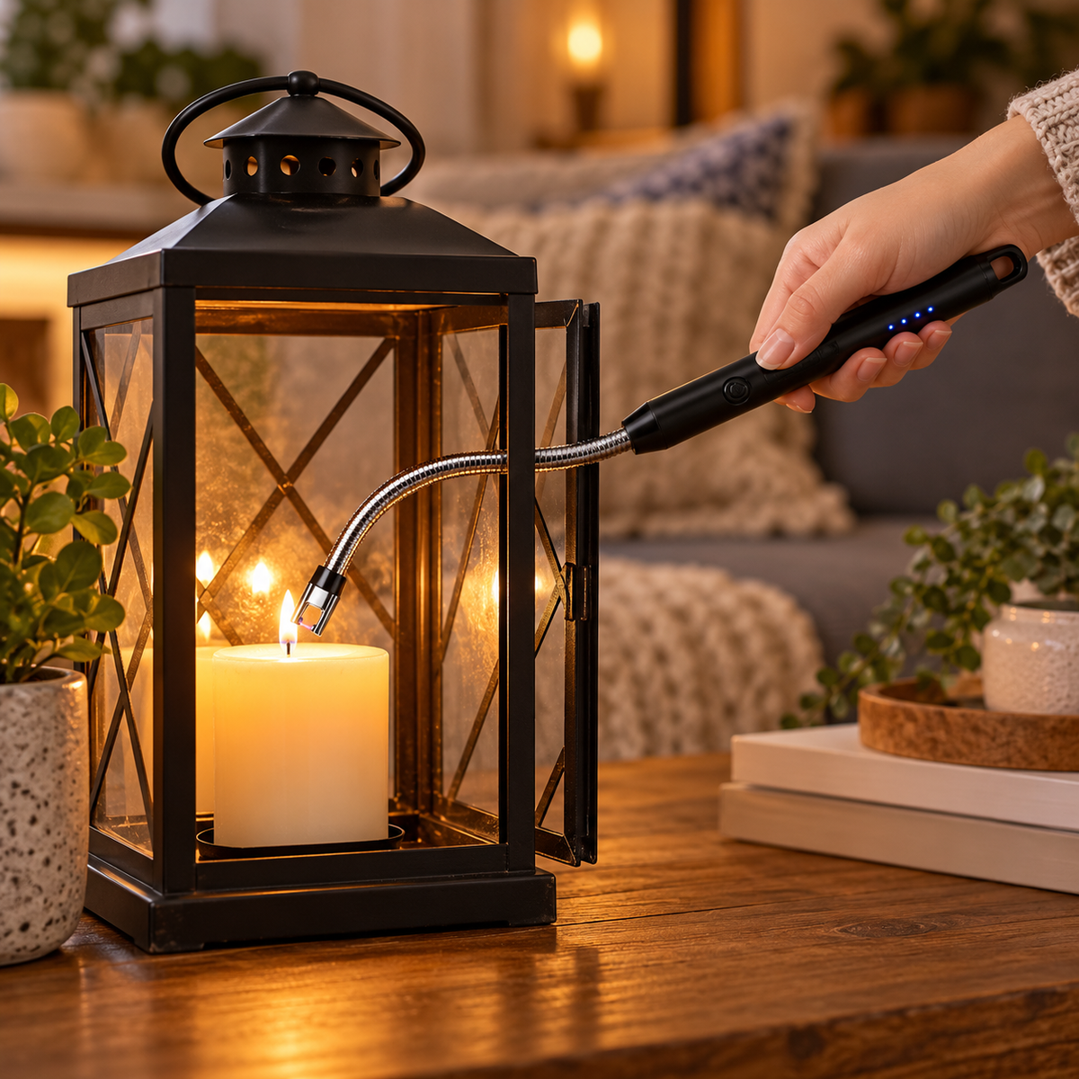USB Rechargeable Electric Arc Lighter – Flexible Neck, Flameless & Windproof Candle Lighter