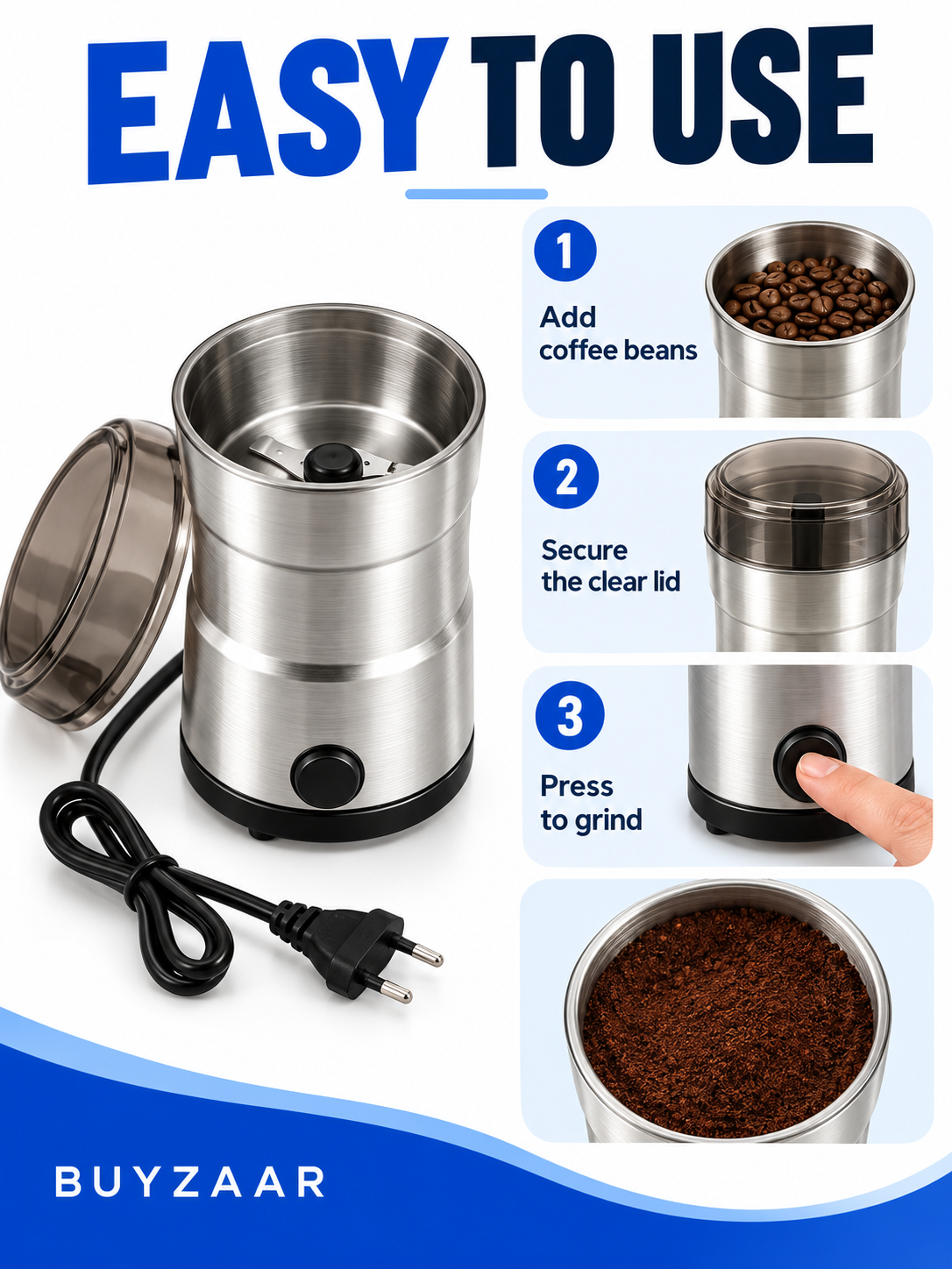 SKOEDI NM-8300 Electric Coffee Grinder – 150W Stainless Steel