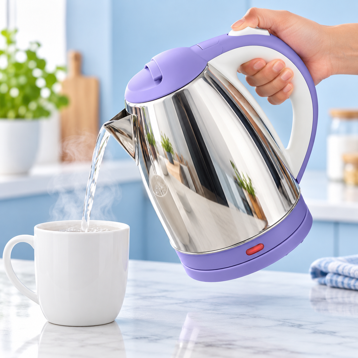 KENWOOD Electric Kettle Powerfull and easy control Stainless Steel Thermocup Electric kattle Electric Kettle - stainless steel body - automatic instant heating - 2.0 Liter - 1500 Watts - water boiler - high quality - kettle for tea - for Daily Kitchen Use