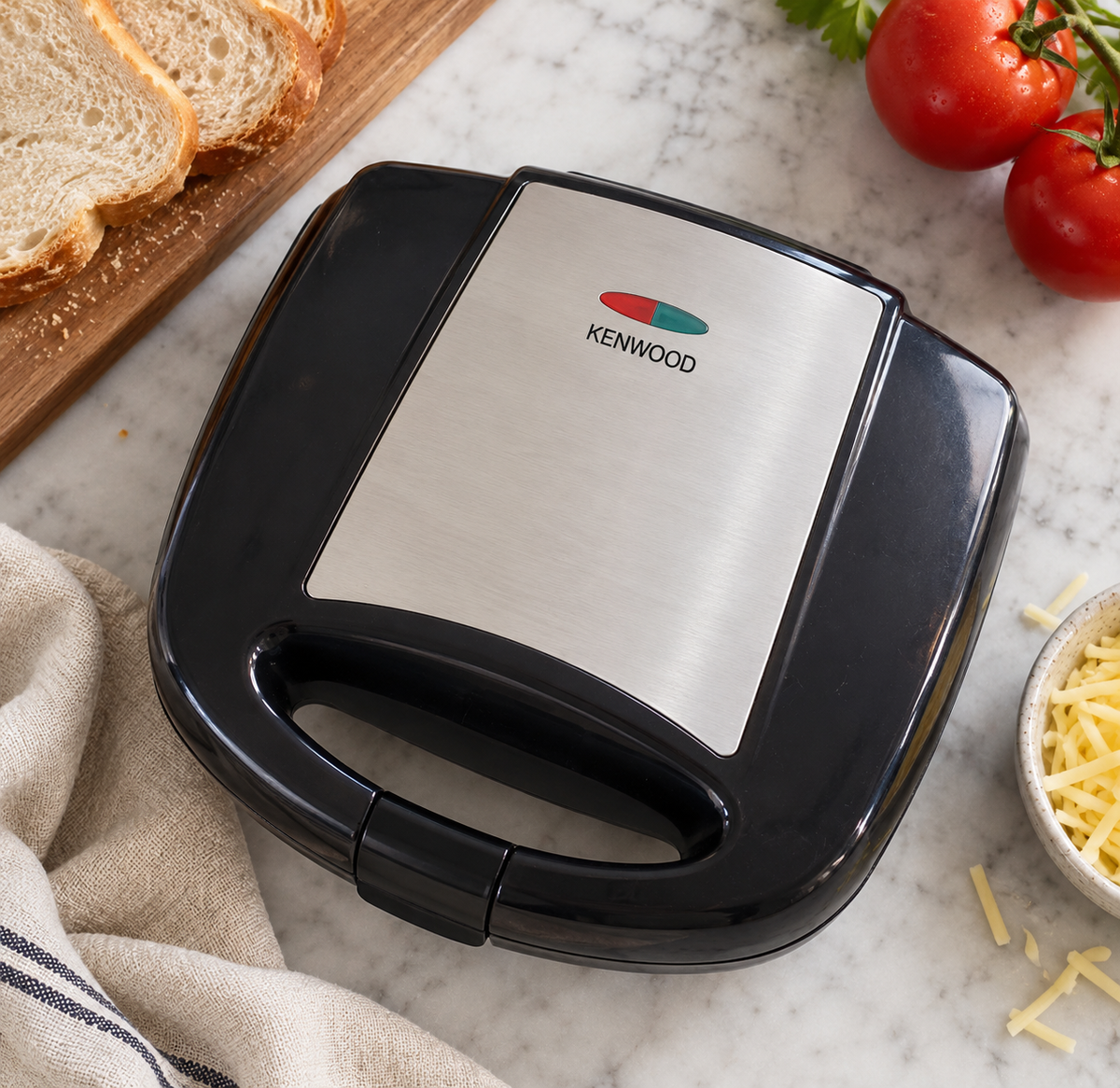 Portable Electric 4 Slice Sandwich Maker: 850W Power, Non-Stick, Double-Sided Heating, Easy to Clean