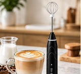 USB Rechargeable Electric Milk Frother – Adjustable Speed Handheld Coffee Whisk & Mixer | Black
