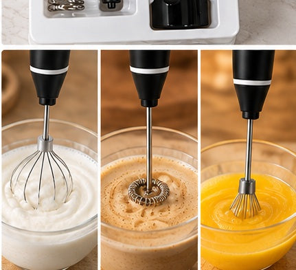 USB Rechargeable Electric Milk Frother – Adjustable Speed Handheld Coffee Whisk & Mixer | Black